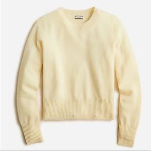 J. Crew New Cropped Cashmere Crewneck Sweater Medium Yellow Pale Chamois